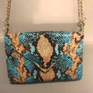 Elaine Turner Clutch to Crossbody w/gold chain